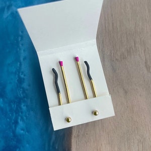 NEW HOT PINK Matchstick Earring Jackets Liz Fox Roseberry Handmade Earrings Gold and Silver Mix and Match Jacket Backs PAIR (both burnt)