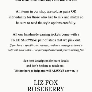 MINI Red Matchstick Earring Jackets Liz Fox Roseberry Handmade Earrings Statement Jewelry Mix and Match Jacket Backs Free Studs image 4