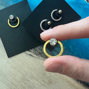 Half Inch Circle Ear Jackets Liz Fox Roseberry Handmade Jewelry Mix & Match Silver Gold Copper Geometric Earrings Free Studs image 8