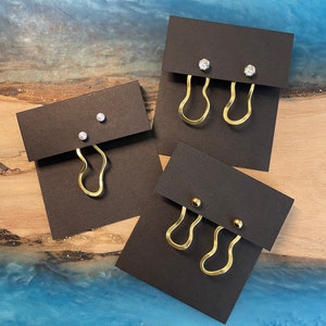 Melting Hoop Ear Jacket-Backs Liz Fox Roseberry Handmade Jewelry Mix & Match Reversible Silver and Gold Geometric Earrings image 4