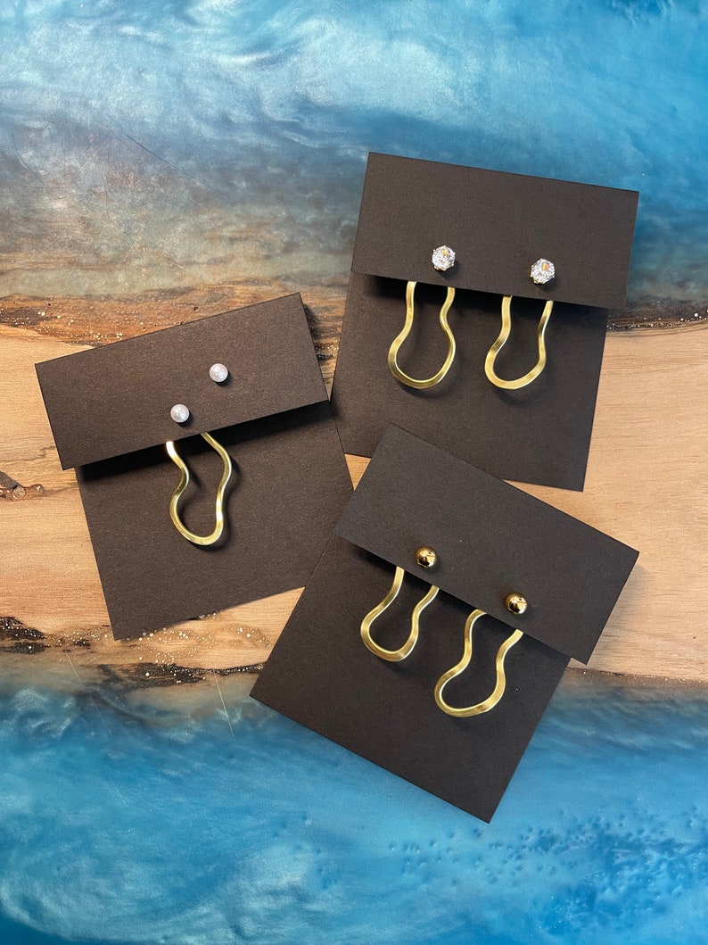 Melting Hoop Ear Jacket-Backs Liz Fox Roseberry Handmade Jewelry Mix & Match Reversible Silver and Gold Geometric Earrings image 4
