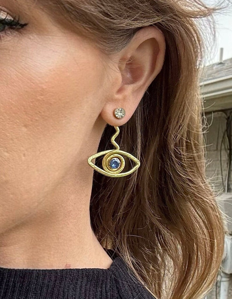 Eyeball Jacket STACKS Liz Fox Roseberry Handmade Earrings Mix & Match Silver Gold Lightweight Earrings Free Studs image 1