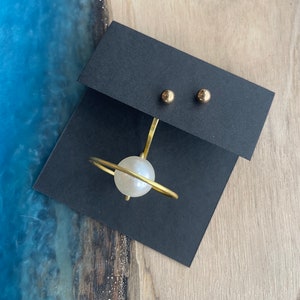 Pearl Saturn Earring Jackets Liz Fox Roseberry Handmade Jewelry Mix and Match Earrings Free Studs Gold and Silver Space Jewelry Just One Earring