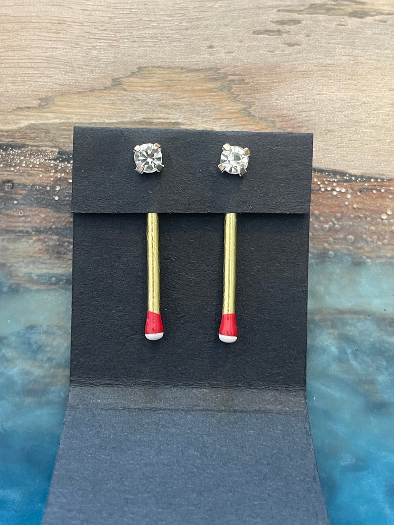 MINI Red Matchstick Earring Jackets Liz Fox Roseberry Handmade Earrings Statement Jewelry Mix and Match Jacket Backs Free Studs PAIR (2 earrings)