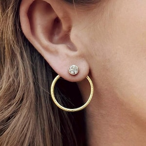 One Inch Circle Earring Jackets - Liz Fox Roseberry - Handmade Jewelry - Mix & Match - Silver - Gold - Geometric Earrings - Free Studs