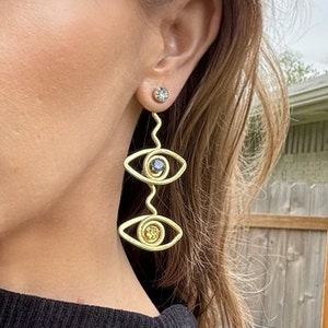 Eyeball Jacket STACKS Liz Fox Roseberry Handmade Earrings Mix & Match Silver Gold Lightweight Earrings Free Studs image 3