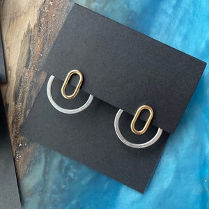 One Inch Circle Earring Jackets Liz Fox Roseberry Handmade Jewelry Mix & Match Silver Gold Geometric Earrings Free Studs image 7
