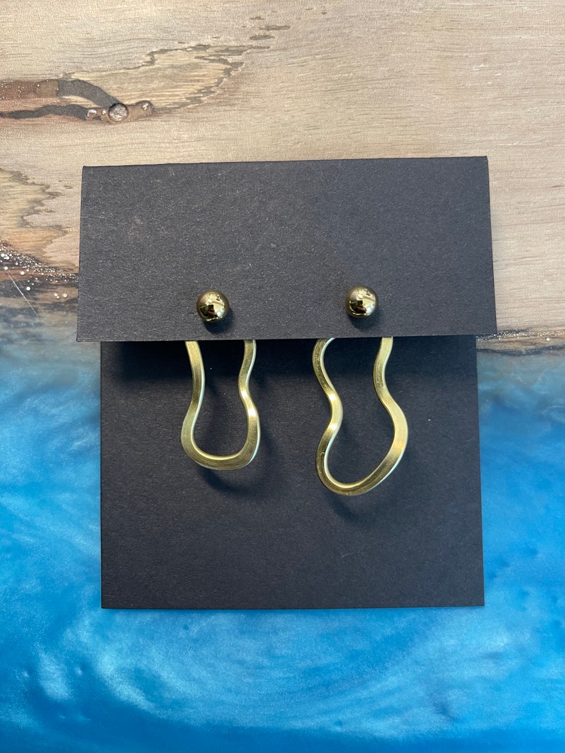 Melting Hoop Ear Jacket-Backs Liz Fox Roseberry Handmade Jewelry Mix & Match Reversible Silver and Gold Geometric Earrings Pair of Earrings