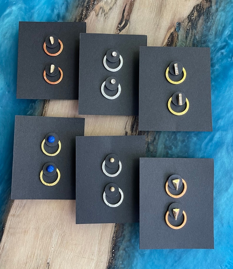 Half Inch Circle Ear Jackets Liz Fox Roseberry Handmade Jewelry Mix & Match Silver Gold Copper Geometric Earrings Free Studs image 4