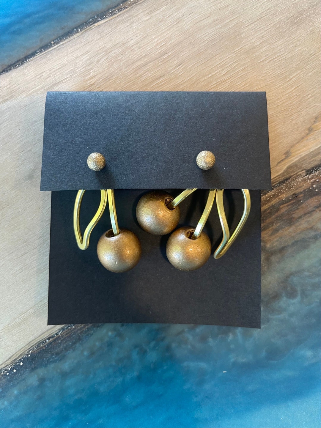 Gold Cherry Earring Jackets Liz Fox Roseberry Handmade Jewelry