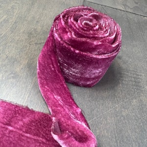 Natural Dye Pure Silk Velvet, Mulberry Silk, Hand Dyed Velvet Ribbon, Quilting, Crafting, Plant Dyed Fabric, Wedding Ribbon, Hair Bows image 1