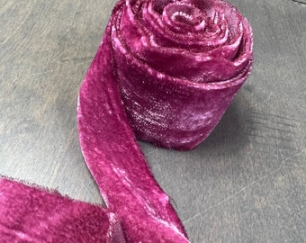 Natural Dye Pure Silk Velvet, Mulberry Silk, Hand Dyed Velvet Ribbon, Quilting, Crafting, Plant Dyed Fabric, Wedding Ribbon, Hair Bows