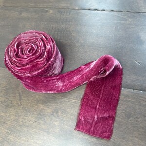 Natural Dye Pure Silk Velvet, Mulberry Silk, Hand Dyed Velvet Ribbon, Quilting, Crafting, Plant Dyed Fabric, Wedding Ribbon, Hair Bows image 2