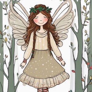 12 Whimsical Folk Art Angel clipart, Shabby Chic style, Whimsical Angels clipart, Winter theme, High Resolution, 300dpi images