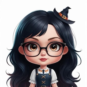 10 schattige Halloween meisjes clipartbundel, Spooky clipart, digitale download, Halloween clipart, Paper Craft, trending clipart, JPG