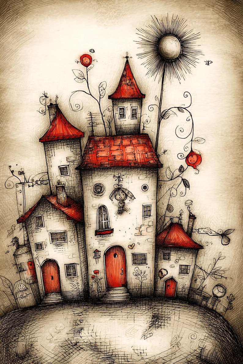 Spooky Rooftops Whimsical Houses, Spooky Village, Gothic Cottage, Eerie Rooftops ...