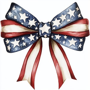 Americana Bow, americana clipart, patriottische boog, USA boog clipart, 4 juli kunst, rood wit blauw, aquarel strik, ster streep boog, JPG-afbeeldingen