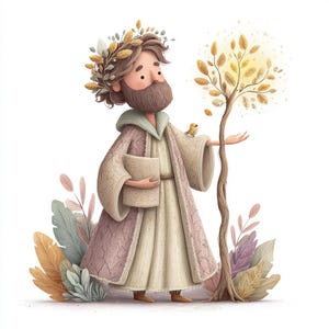forest druid, nature guardian, woodland wizard, enchanted forest, earthy magic, mystical grove, cottagecore fantasy, druid character,
