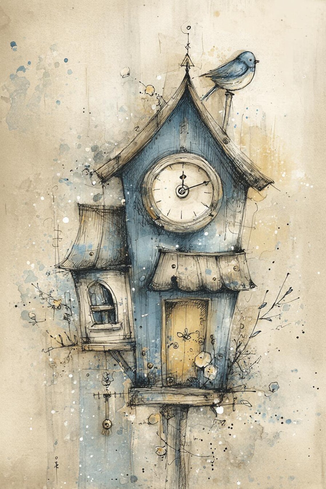 cuckoo-clock-spooky-decor-eerie-cottage-birdhouse-art-gothic-style