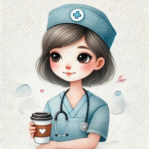 Wertschätzung der Krankenschwester, Helden des Erscheinungsbildes, wunderlicher Stil, Aquarellkunst, Krankenhausangestellte, Helden des Erscheinungsbildes, JPG-Bilder