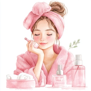 Jolie préparation, clipart maquillage, art de la beauté, clipart pinceau, art de la vanité, décoration glam, art de la peau, maquillage pastel, images JPG