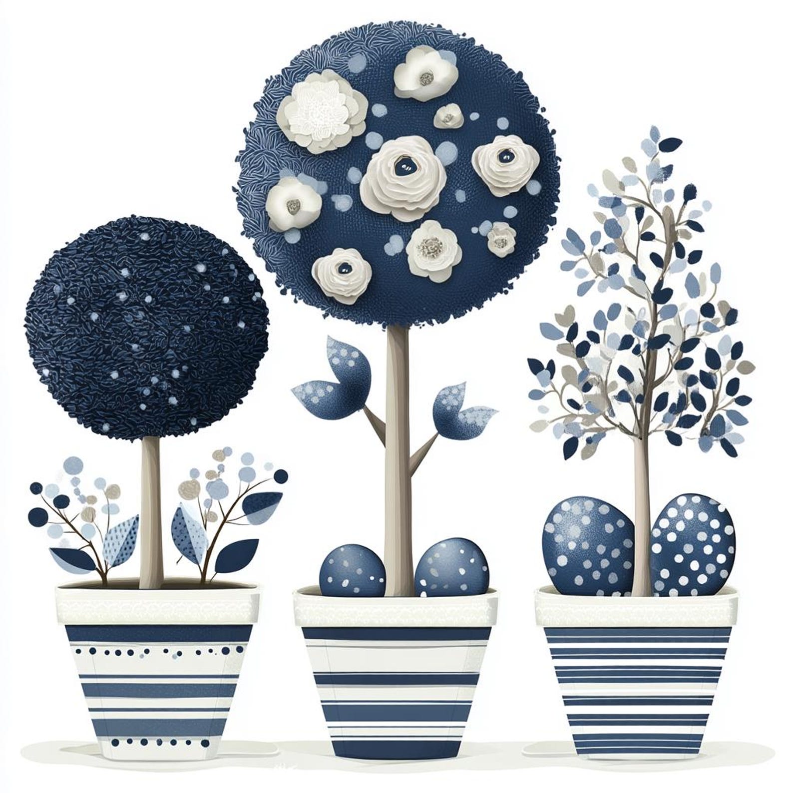 Blue Fall Topiary Blue Topiary, Wedding Decor, Floral Tree, Navy Wedding, Potted Tree ...