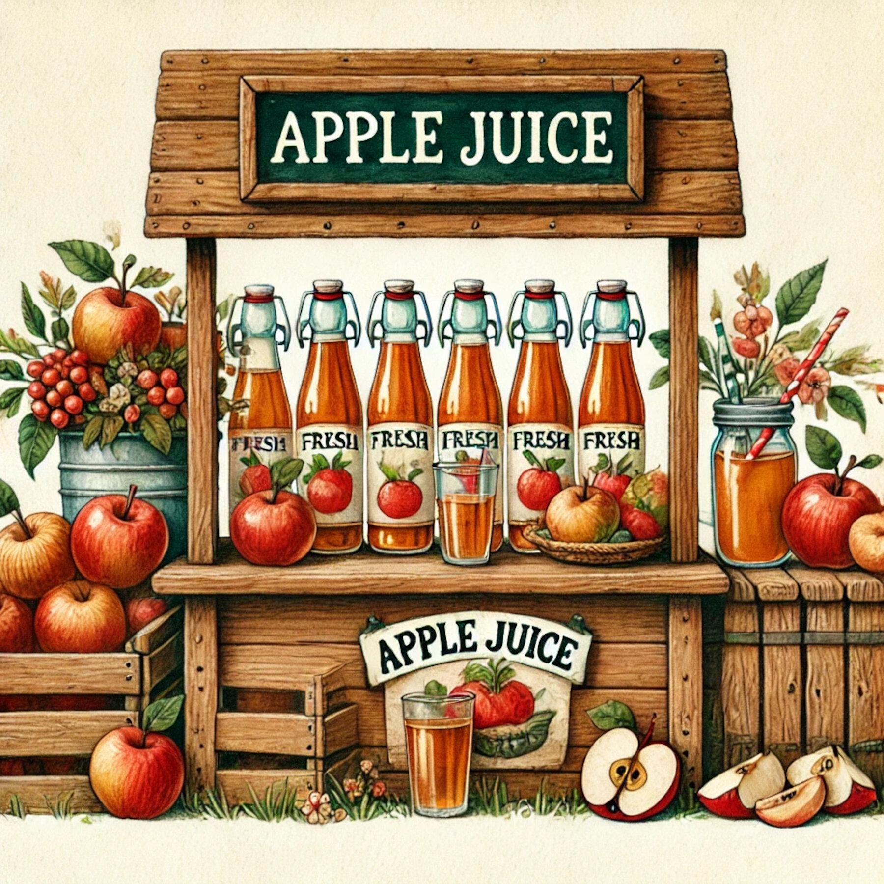 Cider Stand, Farm Drink Clipart, Apple Cider Art, Fresh Juice, Rustic ...