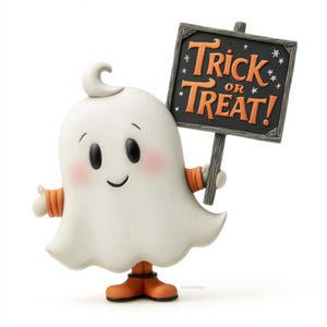 Cute Ghost Art, Trick or Treat, Halloween Ghost, Kawaii Ghost, Boo Decor, Fall Clipart, Spooky Cute, Pumpkin Pail, Ghost Kids