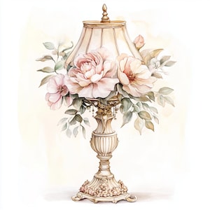 Fancy Lamps, vintage floral lamp, shabby chic lamp, rose lamp art, Victorian decor, antique lamp art, floral home decor, romantic lighting
