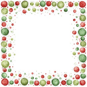 christmas frame, holiday border, red green art, festive decor, circle wreath, winter frame, card design, dot wreath, holly frame