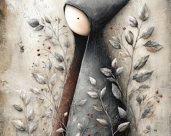 Gothic Girl Clipart, Forest Spirit PNG, Moody Autumn Art, Enchanted Woodland Girl, Vintage Fairy Illustration