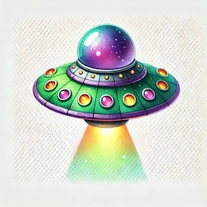 fusées fantaisistes, vaisseaux spatiaux aquarelles, vaisseau spatial coloré, fusées rétro, design OVNI ludique, art de l'aventure spatiale, images JPG,