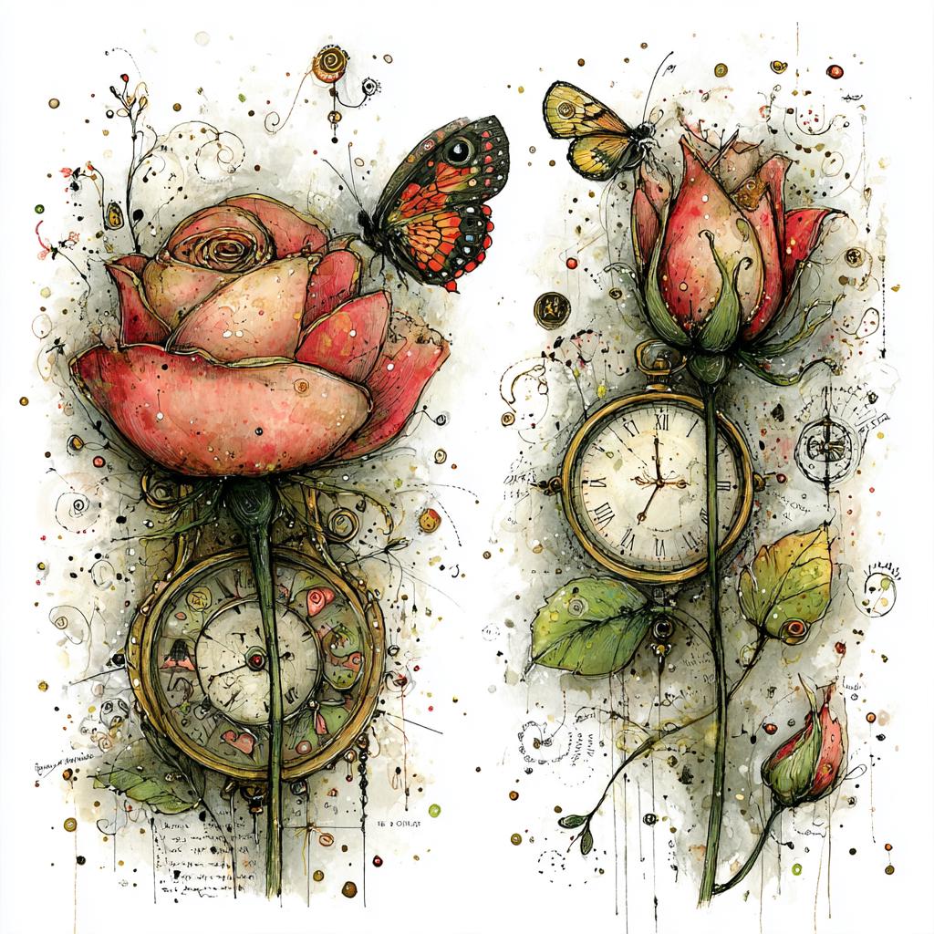 Roses Clocks, Vintage Roses, Timepiece Art, Butterfly Roses, Floral ...