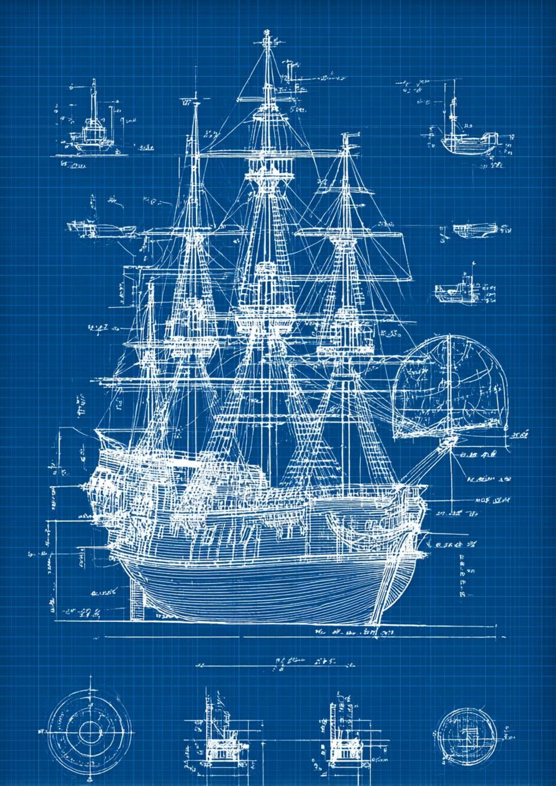 Nautical Blueprint CLIPART, Vintage Ship Schematics, Submarine ...