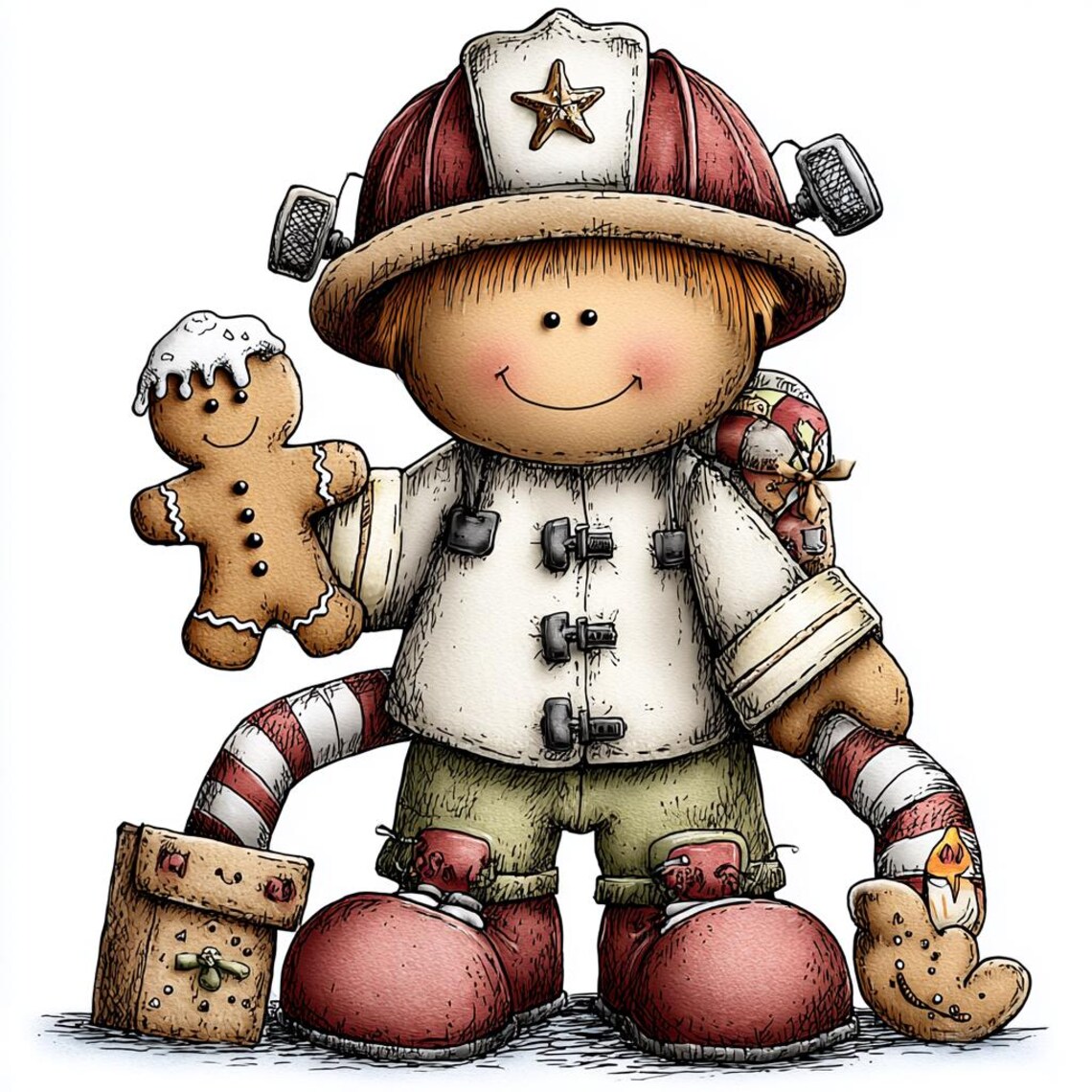 Gingerbread Fire Gingerbread Hero, Christmas Firefighter, Cookie Fireman, Holiday Rescue ...