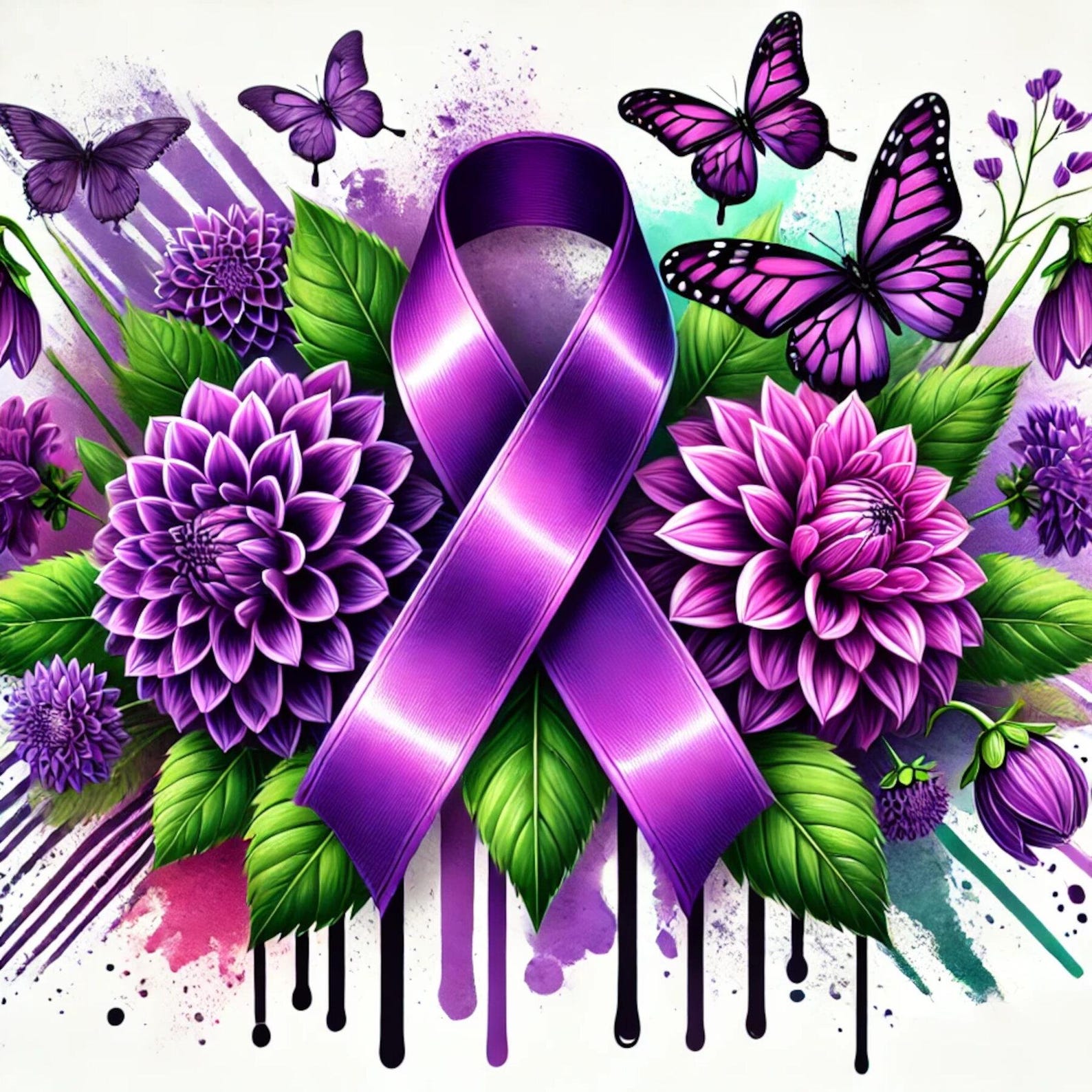Alzheimer Awareness, Purple Ribbon Clipart, Dementia Support Art ...