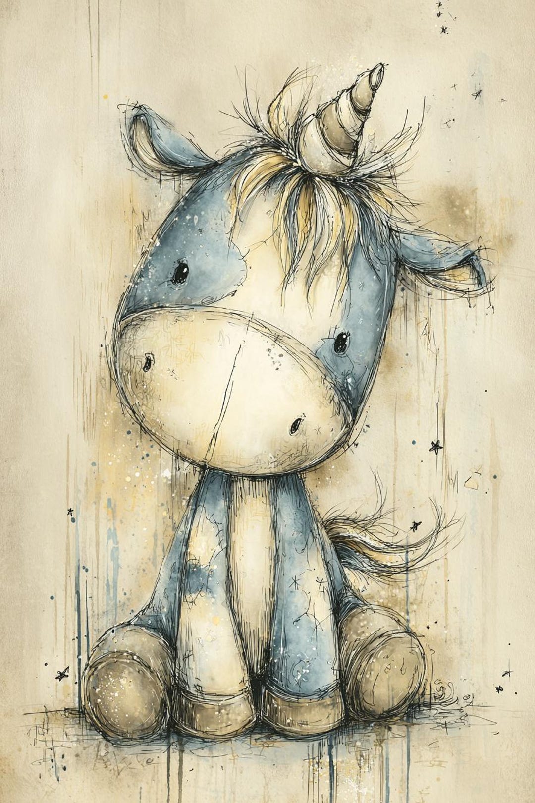 goth-unicorn-spooky-plush-blue-unicorn-creepy-cute-soft-toy-art
