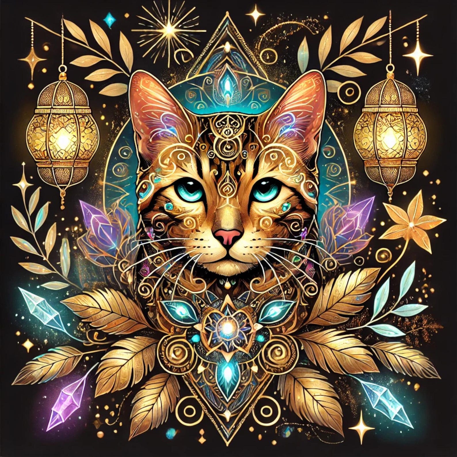 Crystal Mythical Cats, Crystal, Celestial, Whimsical Clipart, Ethereal ...