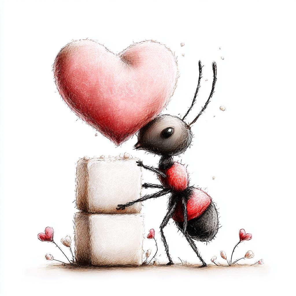 Heart Carrying Ant CLIPART, Romantic Love Bug Illustration, Whimsical ...