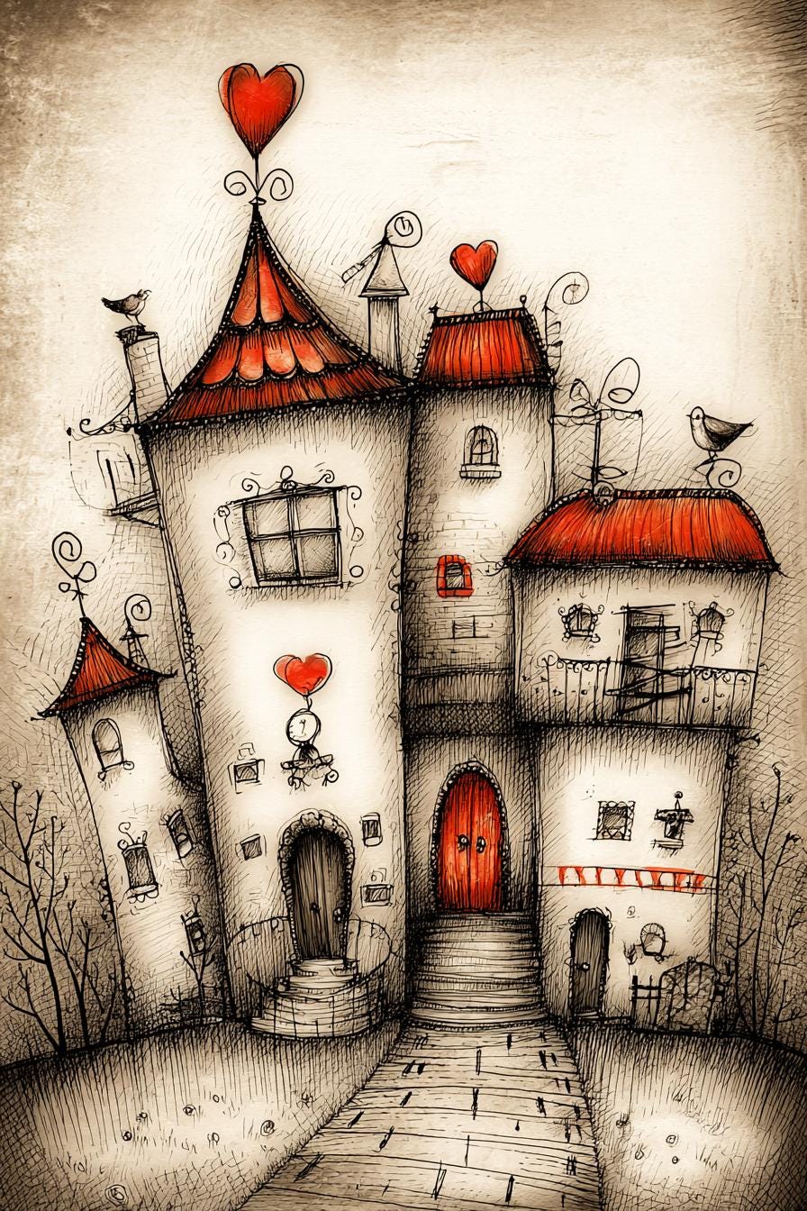 Spooky Rooftops Whimsical Houses, Spooky Village, Gothic Cottage, Eerie Rooftops ...