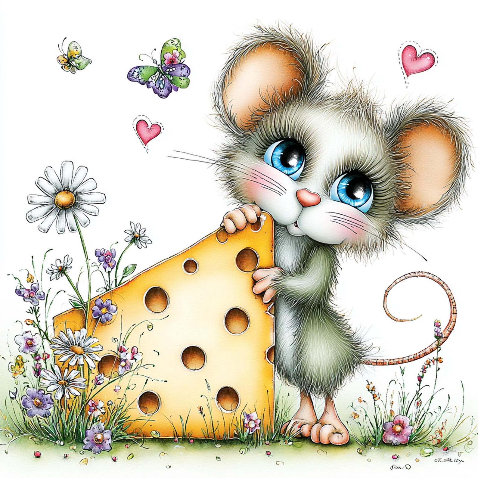 Cute Mice, Big Cheese, Mouse Gift, Floral Dress, Garden Mouse, Cartoon ...