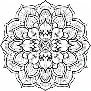 Mandala Art, Zen Coloring, Adult Mandala, Mindful Pages, Floral Mandala, Relax Art Page, Intricate Lines, Symmetry Design, Black White Calm