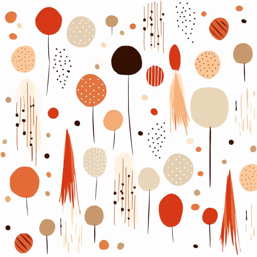 Abstract Scandinavian Folk Art Pattern | Mid-century Botanical ...