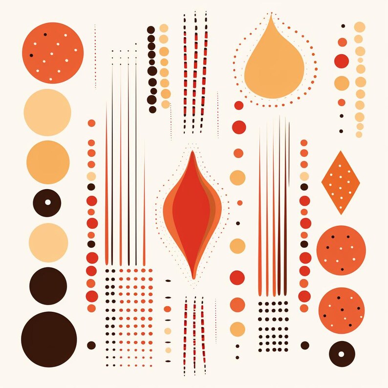 Abstract Scandinavian Folk Art Pattern | Mid-century Botanical ...