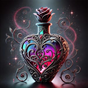 Valentine Poison,Mystische Phiole,Gothic Design,Poison Art,Elegante Dunkelheit,Magisches Leuchten,Dart Art,Valentinstag,Anti Valentinstag,Bilder