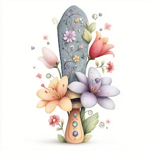 floral cake knife, garden party, vintage server, flower server, wedding knife, tea party, botanical tool, shabby chic, dessert server