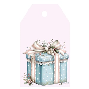 Geschenkanhänger blau, pastellfarbener Urlaub, Geschenkverpackung Winter, Schleife fest, Geschenkbox festlich, festliche Geschenkverpackung, Schleife rosa, Geschenkanhänger