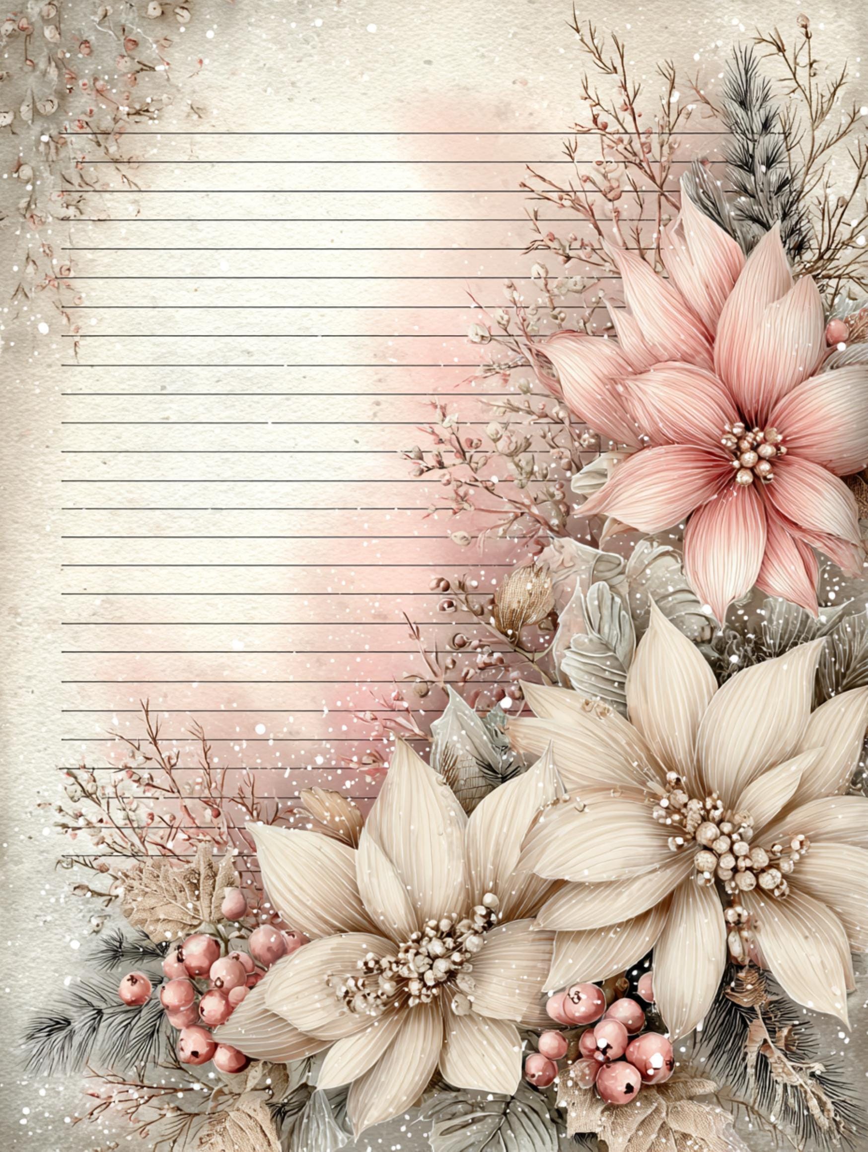 ポインセチアの花、クリスマスの花柄、水彩画のベリー、ヴィンテージの