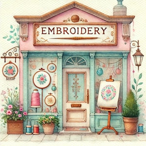 The Embroidery Shop, boutique de bordados, bordados artesanais, suprimentos de costura, loja de artesanato em tecido, acessórios de costura, imagens JPG