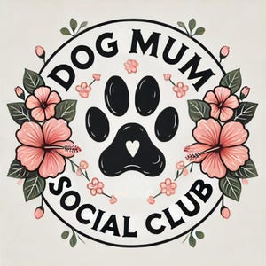 Honden mama cadeau, puppy club kunst, hondenliefhebber print, pootafdruk kunst, huisdier mama ontwerp, schattige hond sticker, hond mama T-shirt, hondenclub logo, hond mama sticker